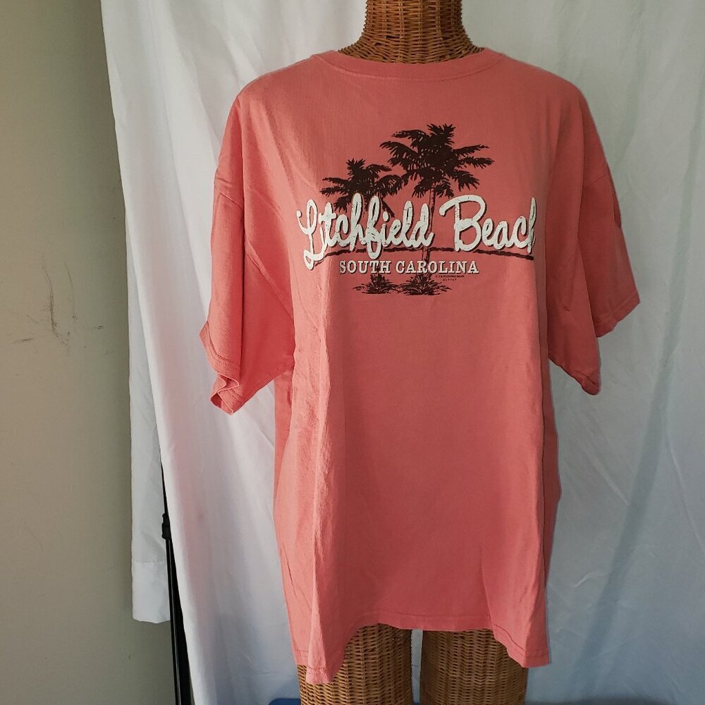 Delta Women's Large Pink Litchfield Beach South Carolina T-Shirt - XL